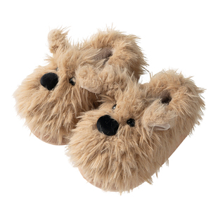 可爱潦草小狗宝宝棉拖鞋男包跟冬季室内居家保暖儿童毛毛拖鞋女孩