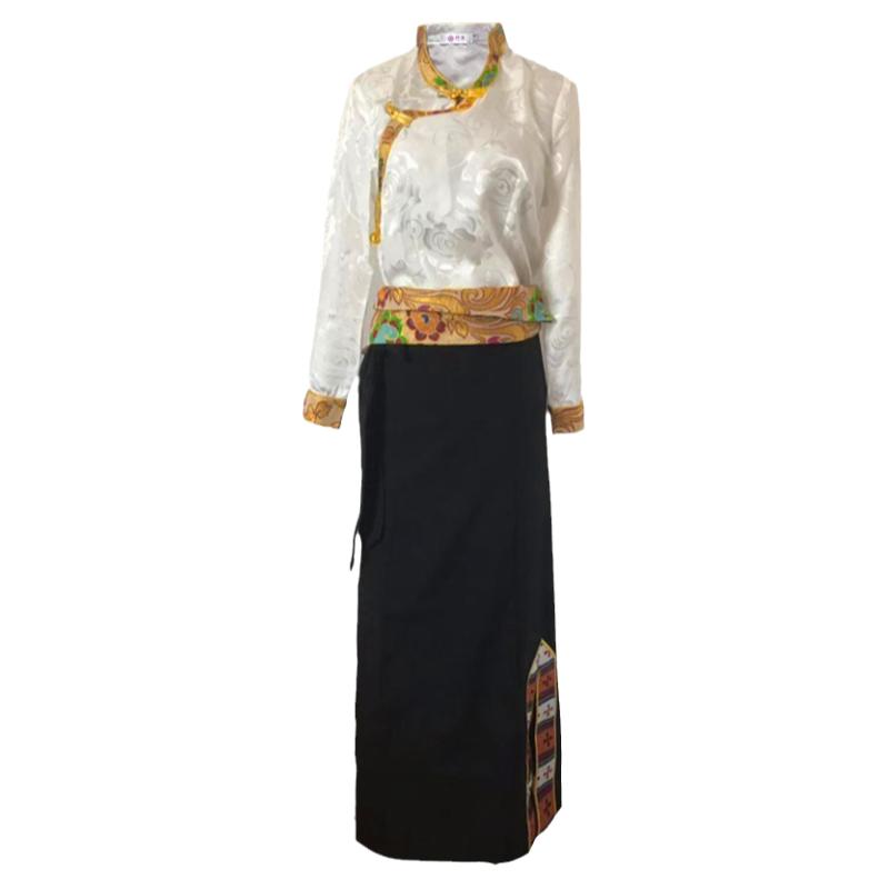 藏装裹裙女藏族服装女半身裙臧裙西藏服藏式衬衣锅庄裙民族风藏服