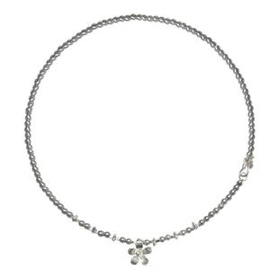 AMO柏林花事灰色花朵施家人造珍珠项链气质小众百搭高级锁骨链女