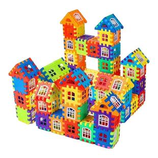 儿童搭房子积木拼装益智玩具3到6岁男孩大颗粒别墅建筑类方块拼图