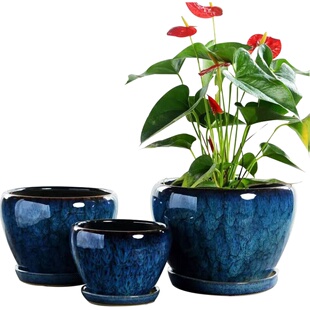 花盆陶瓷大号特大特价清仓带托盘创意简约绿萝吊兰家用小多肉花盆