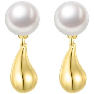 ZEGL真柳人造珍珠耳环女轻奢高级感耳钉秋冬耳饰小众独特金属耳坠