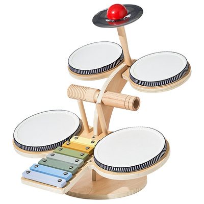 乐乐鱼多功能木质架子鼓