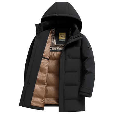 老人头【90鸭绒】羽绒服男士秋冬新款中长款加厚保暖防寒休闲外套