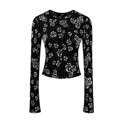 UTUH26春黑白印花长袖衬衫女