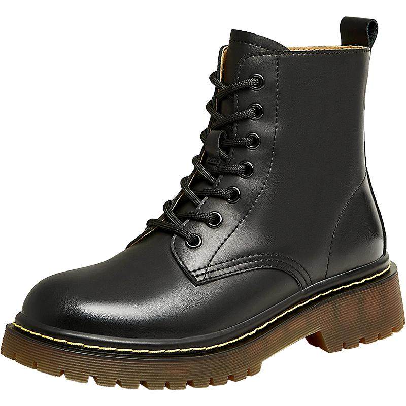 Tata他她靴子经典英伦风复古加绒马丁靴厚底女靴真皮短靴WUY02DZ4