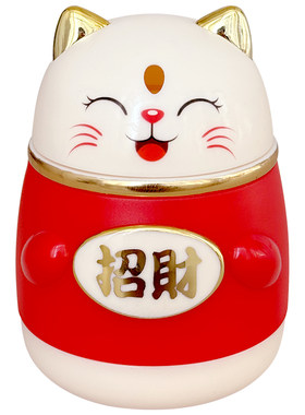 招财猫牙签筒按压自动出签