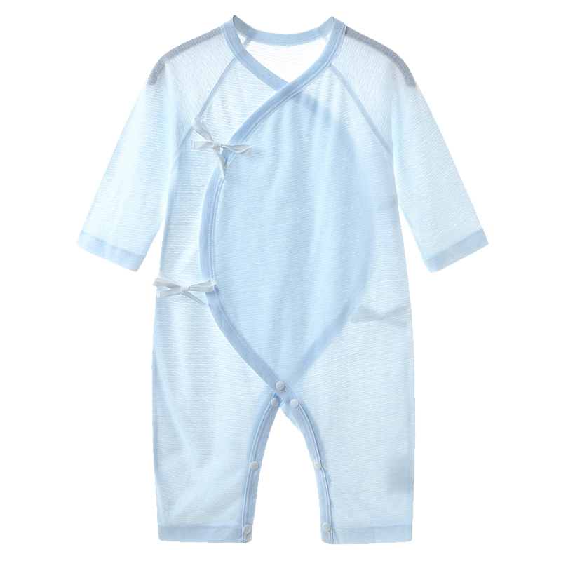 新生婴儿和尚服夏季初生薄款空调服0-3-6个月宝宝连体衣服竹纤维