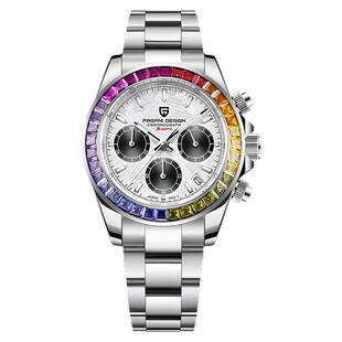 PAGANIDESIGN伯佳尼石英手表男多功能计时码表防水夜光日历表1644
