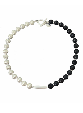 拼接设计拉丝圆球高级感项链耳钉