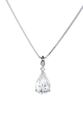 AHCHOO 静奢2克拉梨形水滴莫桑石项链简约设计高级S925银锁骨链女