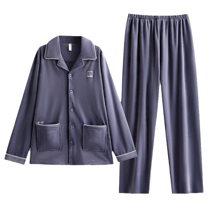 浪莎睡衣男士秋冬季海岛绒家居服