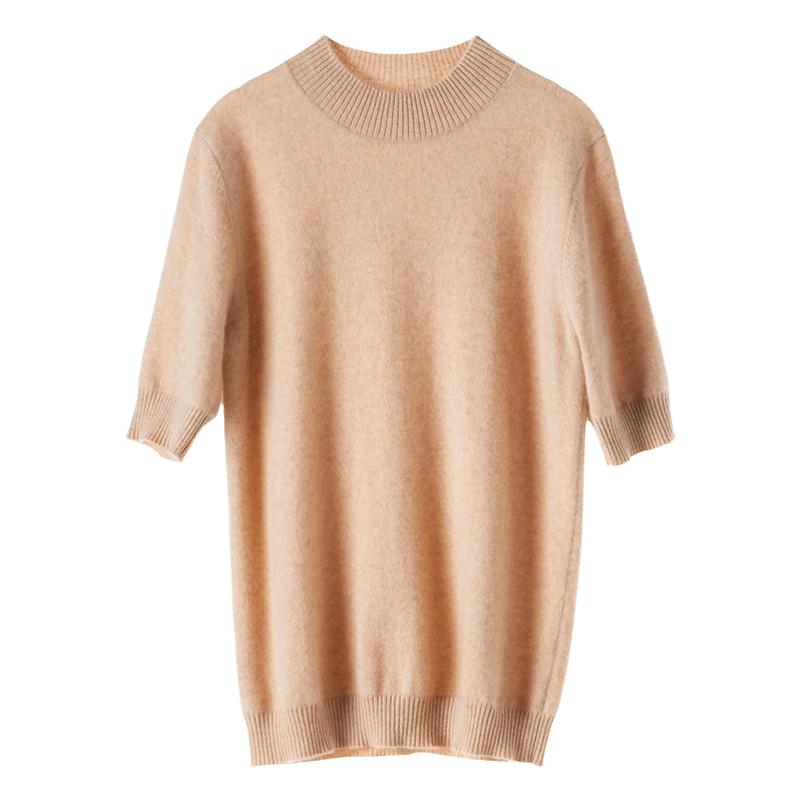 100%纯山羊绒半高领套头针织衫