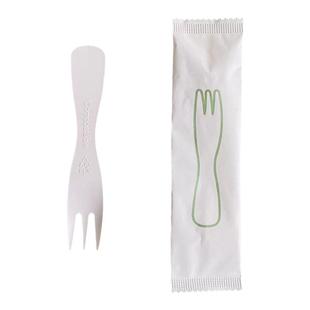PLA可降解叉勺甜品冰淇淋月饼勺子蛋糕叉子一次性独立纸包餐具套