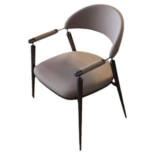 意式轻奢艺术餐椅现代真皮书桌椅子北欧家用扶手主人茶桌椅靠背椅