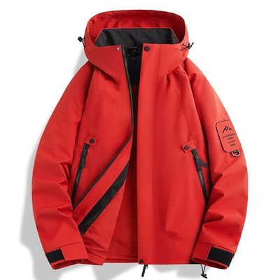 稻草人三合一冲锋衣红色秋冬款风衣外套女防风防水情侣潮登山服男