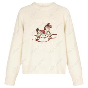 邱莹莹 HELA AOMI “小马驹”木马刺绣圆领长袖针织衫套头上衣