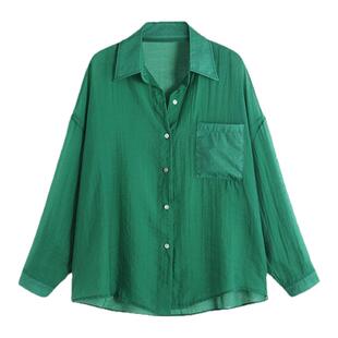 绿色防晒衣女2026新款夏季轻薄衬衫防晒服外套宽松防紫外线上衣潮