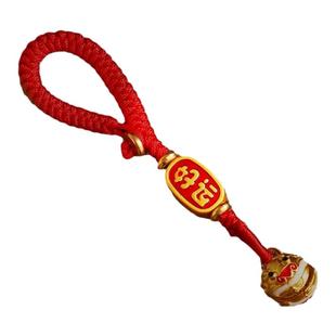 杭州灵隐好运纳福红绳钥匙扣链挂件手工编织绳圈环男女款复古挂饰