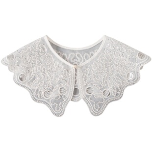 TMP-125亮片钉珠假领子女欧根纱毛衣装饰领韩版配裙披肩娃娃领