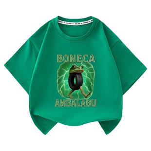 Boneca Ambalam轮胎青蛙2025夏国外山海经AI短袖男女童T恤衫衣服5