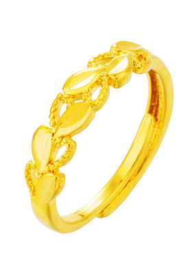 饰品开口可调节叶子欧币沙金镂空