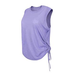 竹节纱瑜伽服女运动上衣2026新款外穿速干遮臀透气抽绳短袖t恤夏