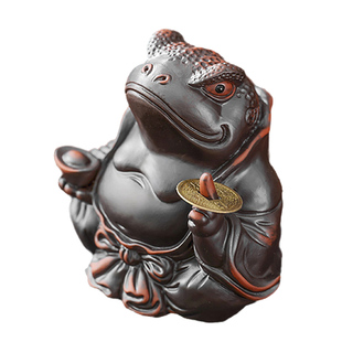 金蟾紫陶茶宠摆件精品可养茶玩紫砂陶瓷招财茶台装饰高端茶具茶桌