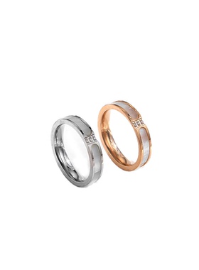 日韩小号五号钻白贝钛钢戒指ring