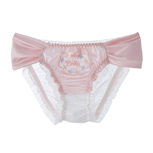 法式公主花环缎面内裤少女甜美蕾丝纯欲风性感网纱珠光刺绣三角裤