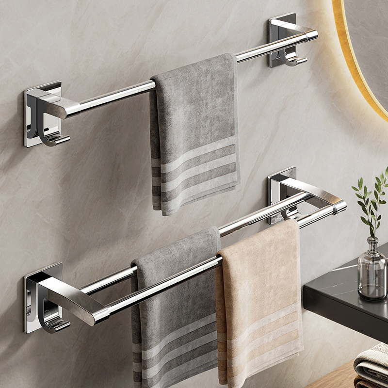 毛巾架免打孔卫生间不锈钢浴巾架浴室挂架子厕所置物架毛巾杆单杆