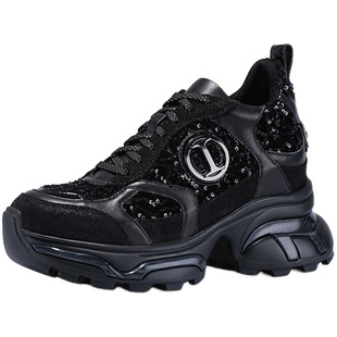 iiJin艾今官方经典10cm厚底内增高潮流拼接休闲老爹鞋女976AYXB