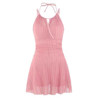 高级感纯欲风吊带保守泳衣