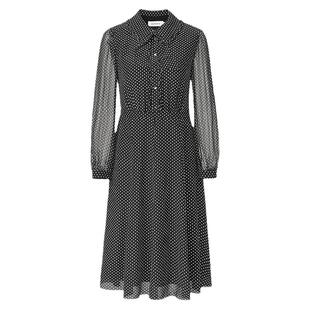 VGRASS维格娜丝秋季新款14姆米真丝双绉下午茶连衣裙优雅小翻领女