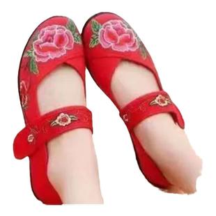 广场舞蹈鞋女新款民族风牛筋软底老北京绣花鞋跳秧歌腰鼓舞鞋布鞋