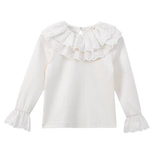女童白色打底衫春装新款法式内搭设计感女孩T恤百搭长袖春秋上衣
