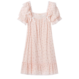 RoseTree蕾丝睡裙女款夏季短袖甜美可爱少女宫廷公主风睡衣夏天