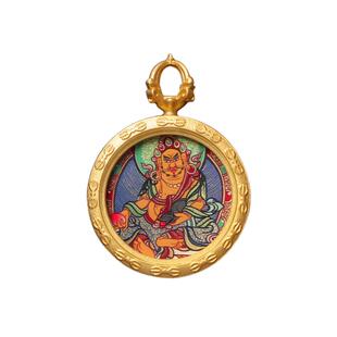 2.0藏式唐卡吊坠扎基拉姆女财神项链黄财神藏族小饰品赠送挂绳