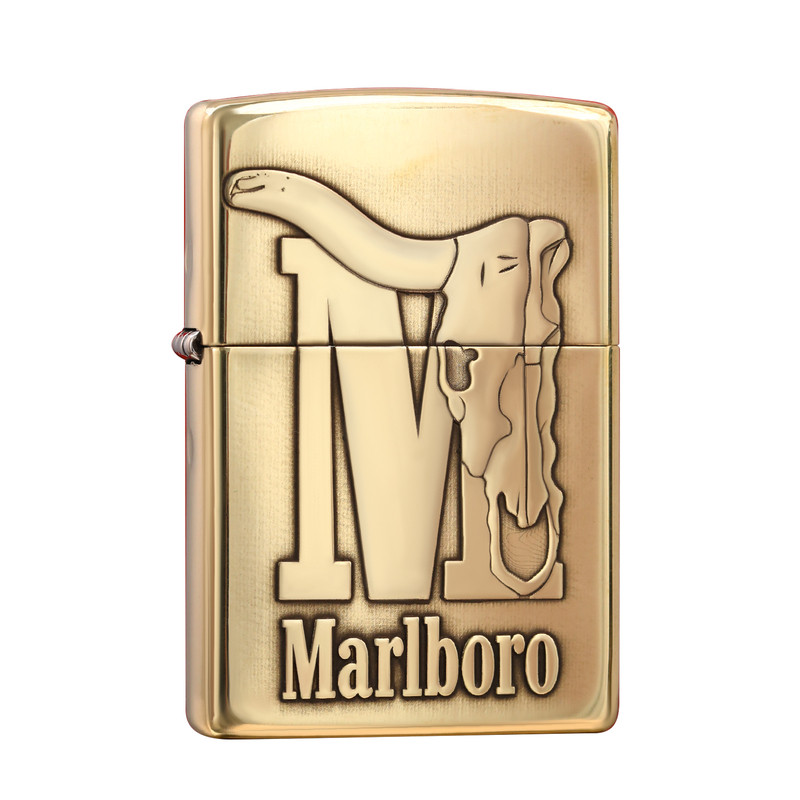 Zippo万宝路牛头骨黄铜男送礼