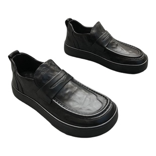 男士真皮皮鞋透气英伦商务正装驾车休闲豆豆鞋歪头轻便舒适大头鞋