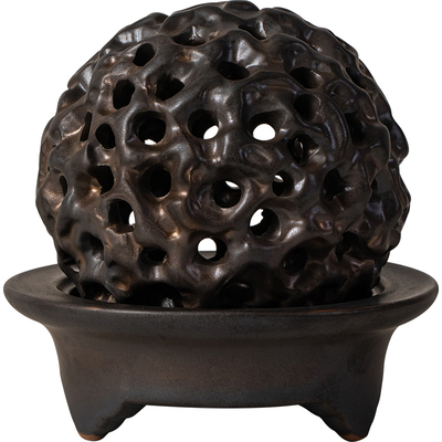 创意镂空太湖石陶瓷盘香炉 复古氛围烛灯摆件 香熏炉家用室内奇形