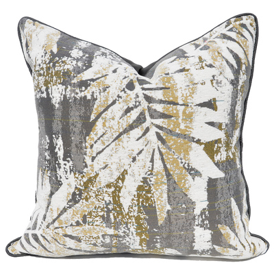 灰白叶子美式样板房布艺沙发抱枕