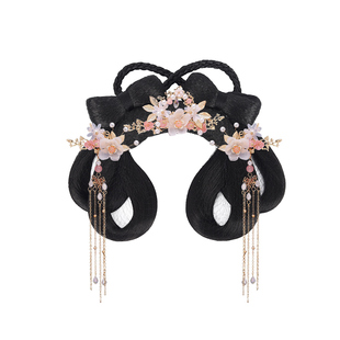 儿童汉服假发一体式全套头饰女古风盘发发髻表演造型古装发包垫发