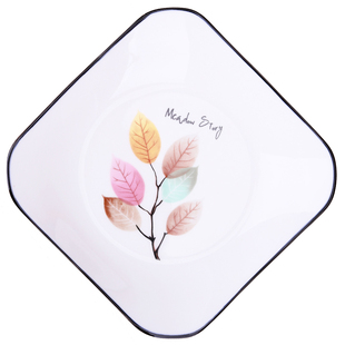 盘子菜盘家用陶瓷盘子黑边创意深盘碟四方形装炒菜盘北欧餐具碟子