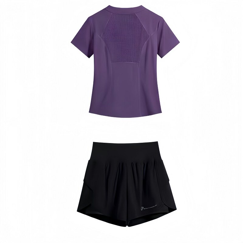 夏季运动健身服套装瑜伽服套装女修身款晨跑短裤速干短袖2025新款