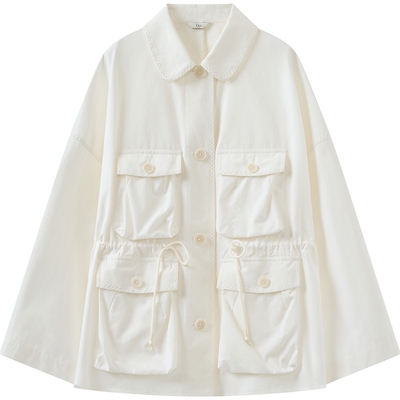 播 bo商场同款工装风翻领宽松短外套女26春季新款上衣BDT1WD2103