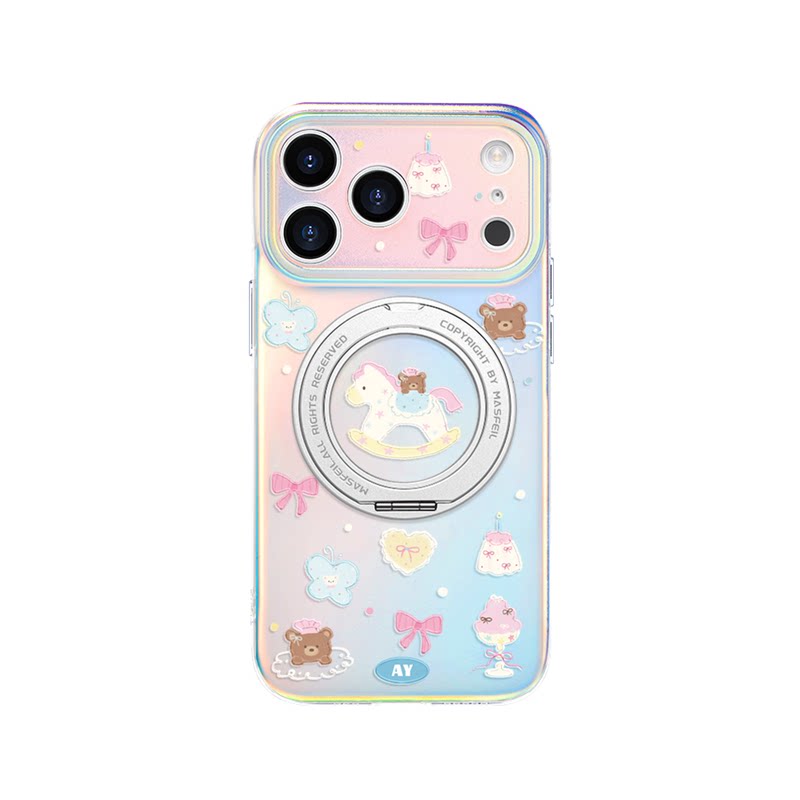 ANGYING × 甜点木马适用苹果17promax手机壳新款iphone16pro磁吸带支架ip15支点Lo5套全包高级感好看女14/13