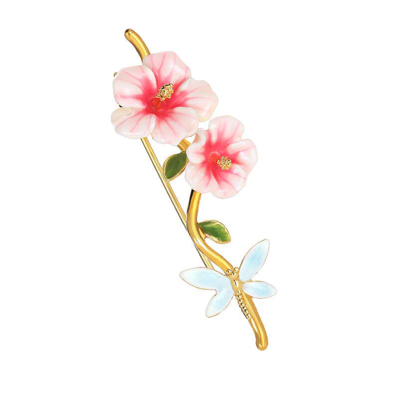 粉色花朵蜻蜓胸针女设计感小众
