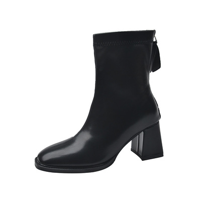 加肥宽大码脚胖短靴女弹力瘦瘦靴