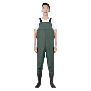下水库连体裤钓鱼雨衣专用抓鱼服防水挖藕服耐磨鱼塘用雨裤带雨鞋
